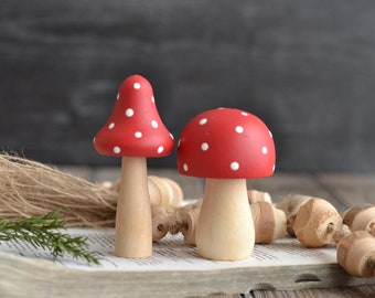 Red Mushroom Set. Both Mushrooms Included.