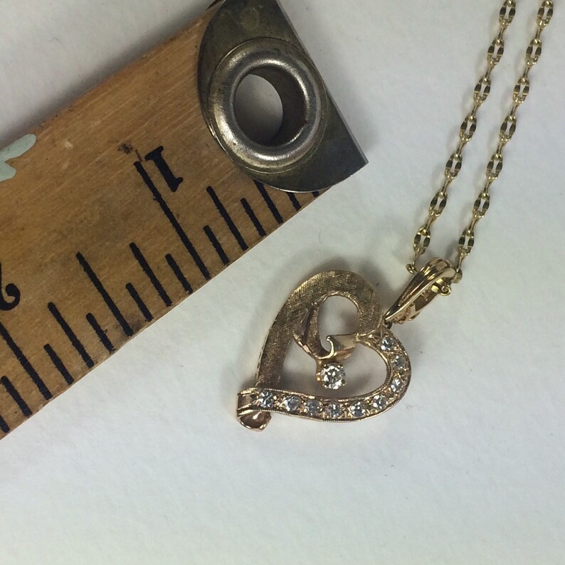 1950's Gold and Diamond Heart Pendant / Hinged Clasp Etsy