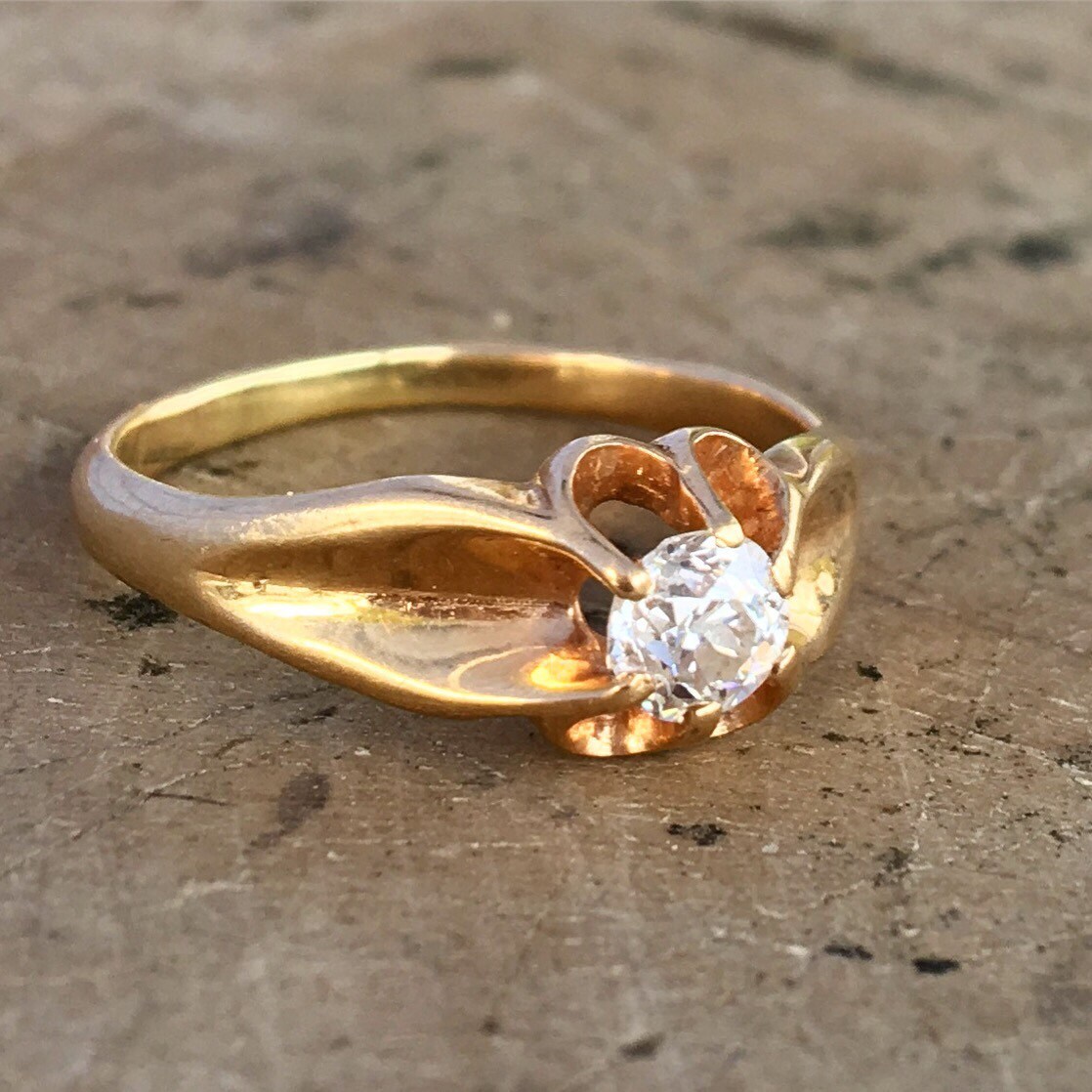 Victorian Diamond Ring/ Antique Belcher Setting / Gold Etsy