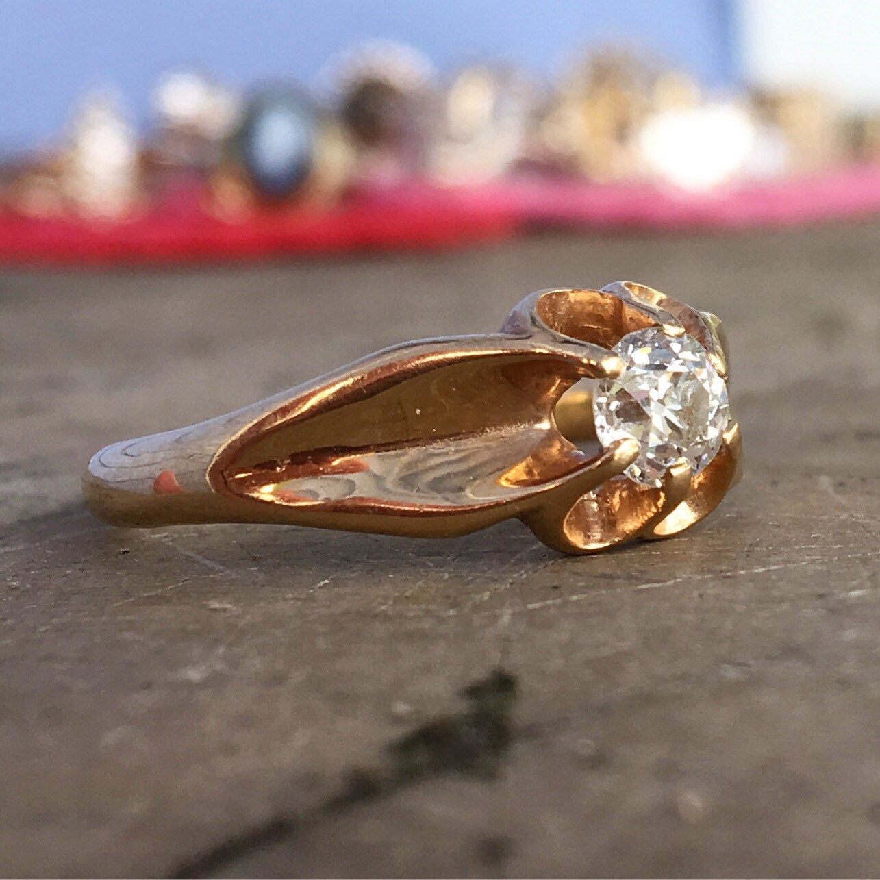 Victorian Diamond Ring/ Antique Belcher Setting / Gold Etsy