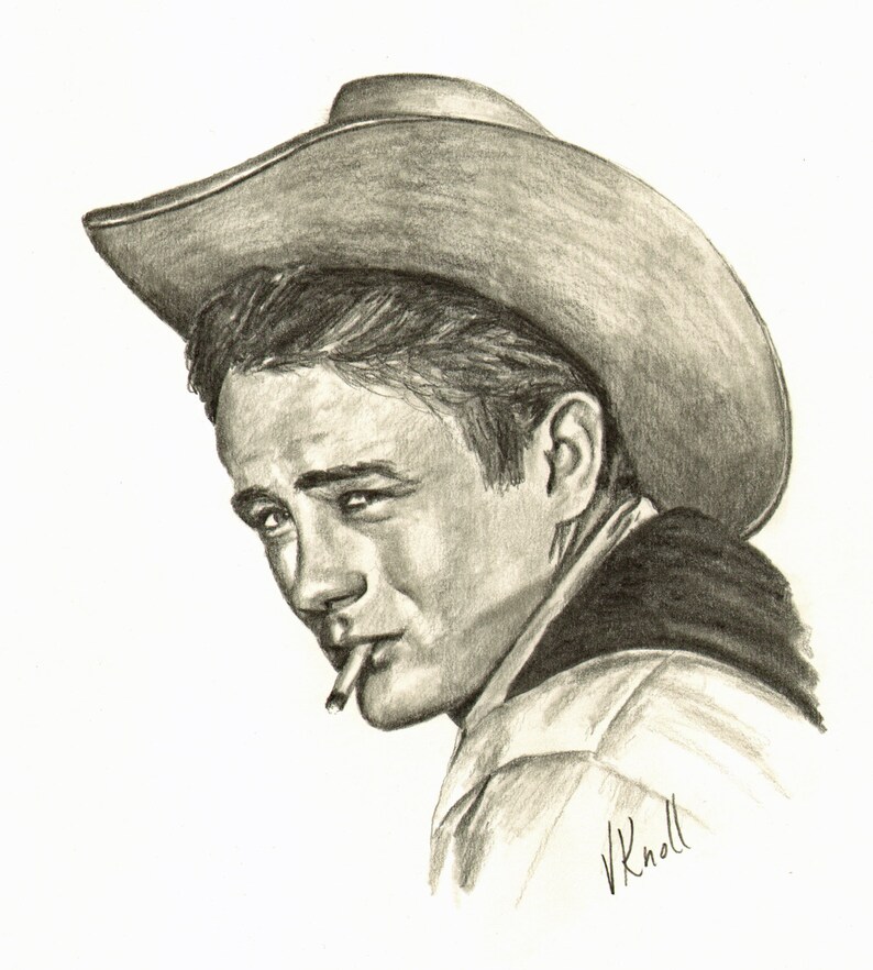 James Dean Pencil Portrait Drawing by artist Vicki Knoll Etsy