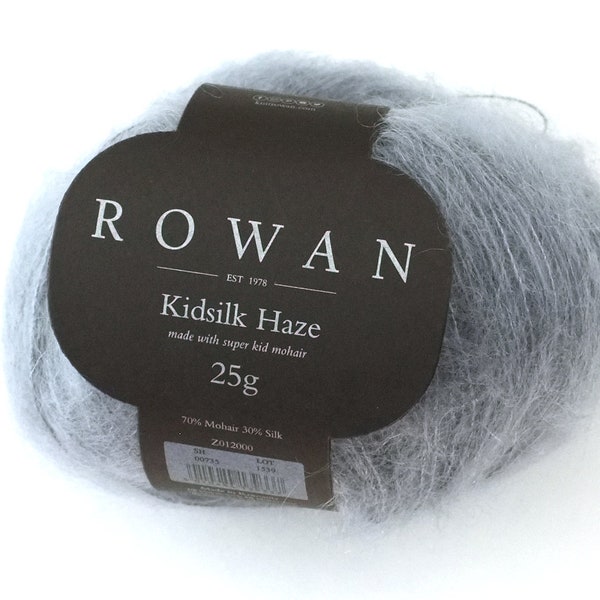 Rowan Kidsilk Haze, Dusk, medium neutral gray, #735, mohair/silk laceweight yarn