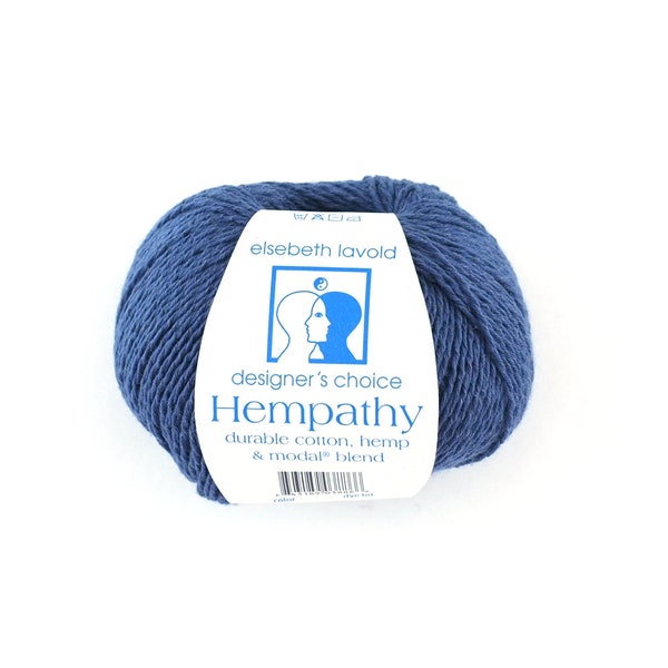 Hempathy no 041, Hazy Blue, hemp, cotton, modal, linen-like DK weight knitting yarn, blue.