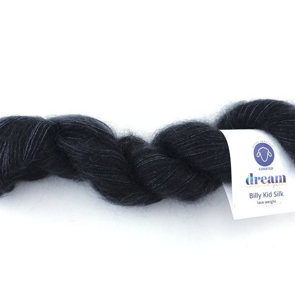 Billy Kid Silk, laceweight, Black Pearl 002, off-black, semi-solid, Dream in Color yarn