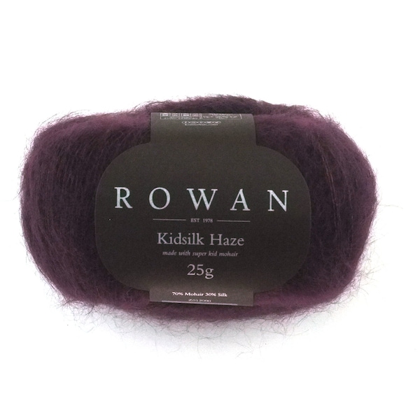 Rowan Kidsilk Haze, Blackcurrant #641, deep wineberry red, mohair/silk laceweight yarn