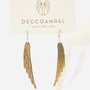Angel wing inspired earrings made from leather with sterling silver hooks image 3