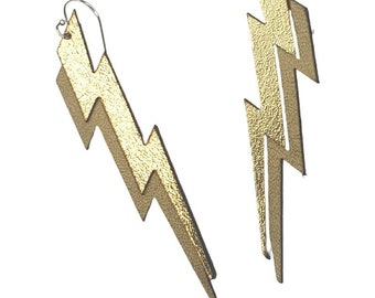 Lightning Bolt earrings //  lightweight laser cut leather, solid sterling silver hook