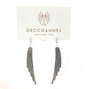 Angel wing inspired earrings made from leather with sterling silver hooks image 4