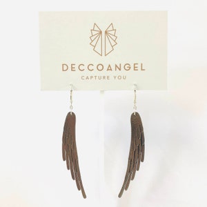 Angel wing inspired earrings made from leather with sterling silver hooks image 5