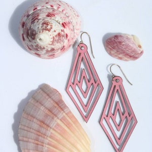 Losanges earrings // Art Deco inspired, lightweight laser cut leather, solid sterling silver hook