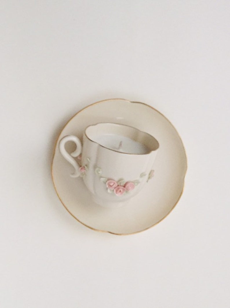 Vintage Royal Crest China Teacup and saucer Orchid soy candle scent