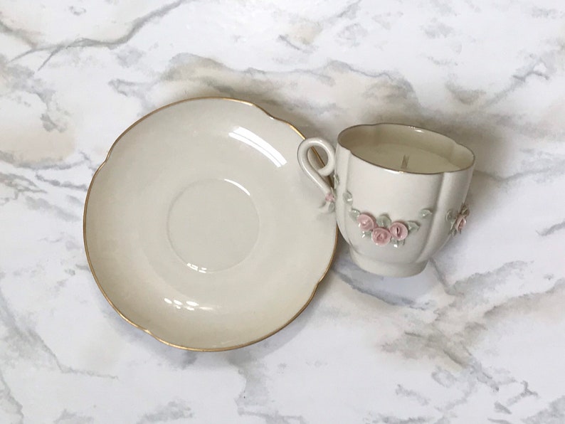 Vintage Royal Crest China Teacup and saucer Orchid soy candle scent