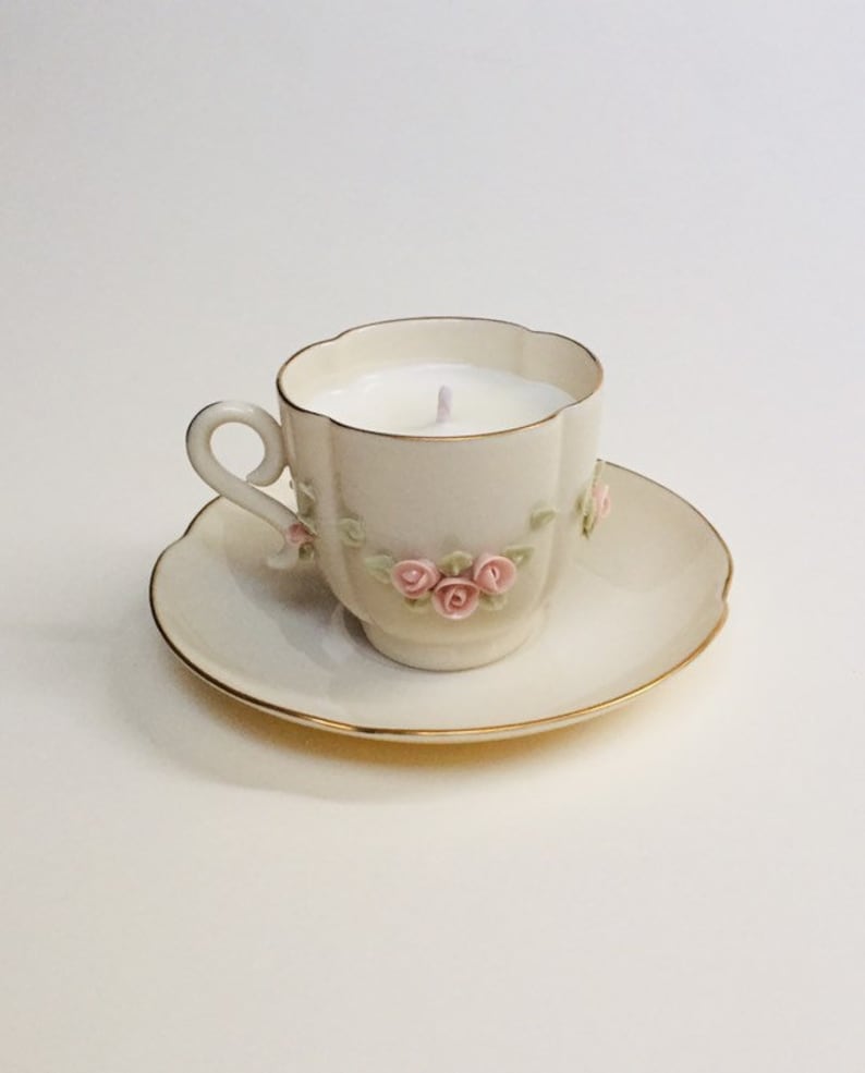 Vintage Royal Crest China Teacup and saucer Orchid soy candle scent