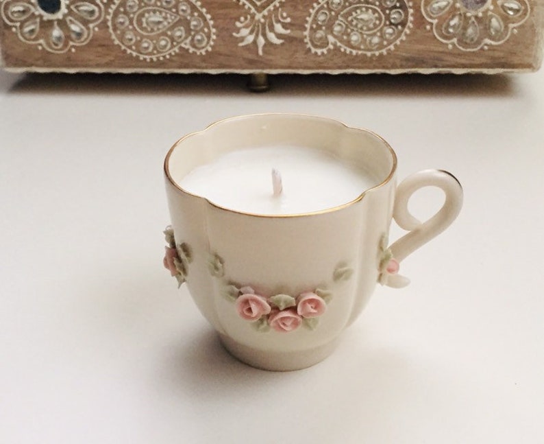Vintage Royal Crest China Teacup and saucer Orchid soy candle scent
