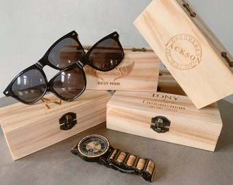 Personalized Sunglasses for men Groomsmen Sunglasses Engraved mens Sunglasses Wooden box Custom Groomsmen Gift Set Mens Gift Groomsmen Gift