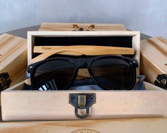 Groomsmen Gift Set, Personalized Wooden Sunglasses, Bamboo Wooden Sunglasses, Engraved Sunglasses, Wooden Box, Mens Gift, Groomsmen Gift
