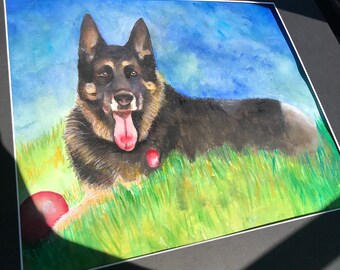 12x16 Custom Watercolor Pet Portrait