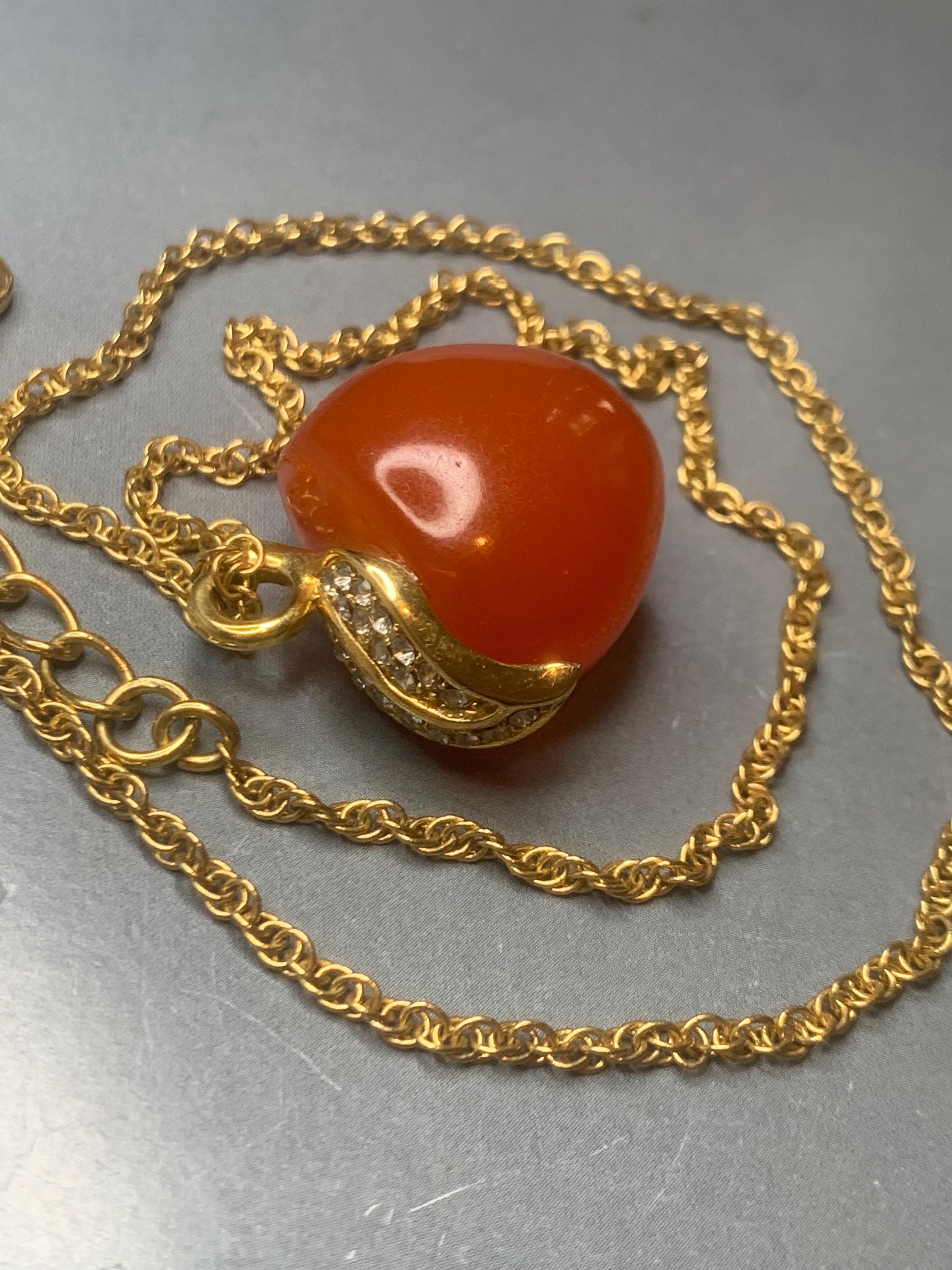 【Kenneth Jay Lane】Apple Charm Keychain アップルチャーム Kjl Apple Necklace - Etsy