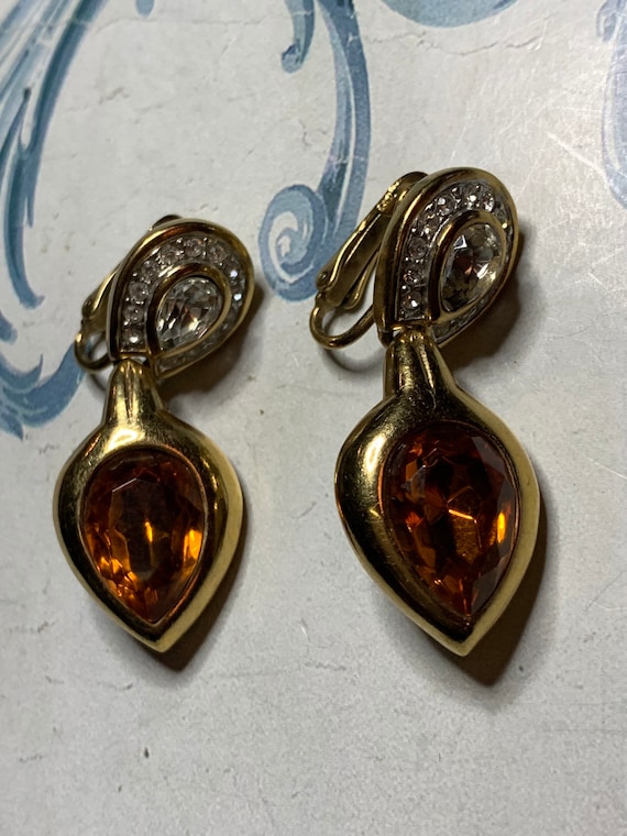 Vintage Atwood&Sawyer clip on signed earrings 80's