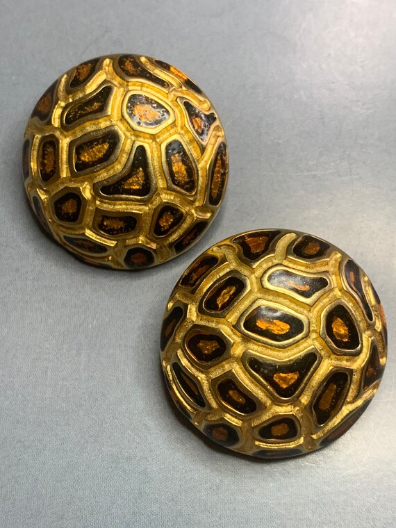 Vintage CRAFT DESIGNER Clip on Earrings Giraffe Panther Print