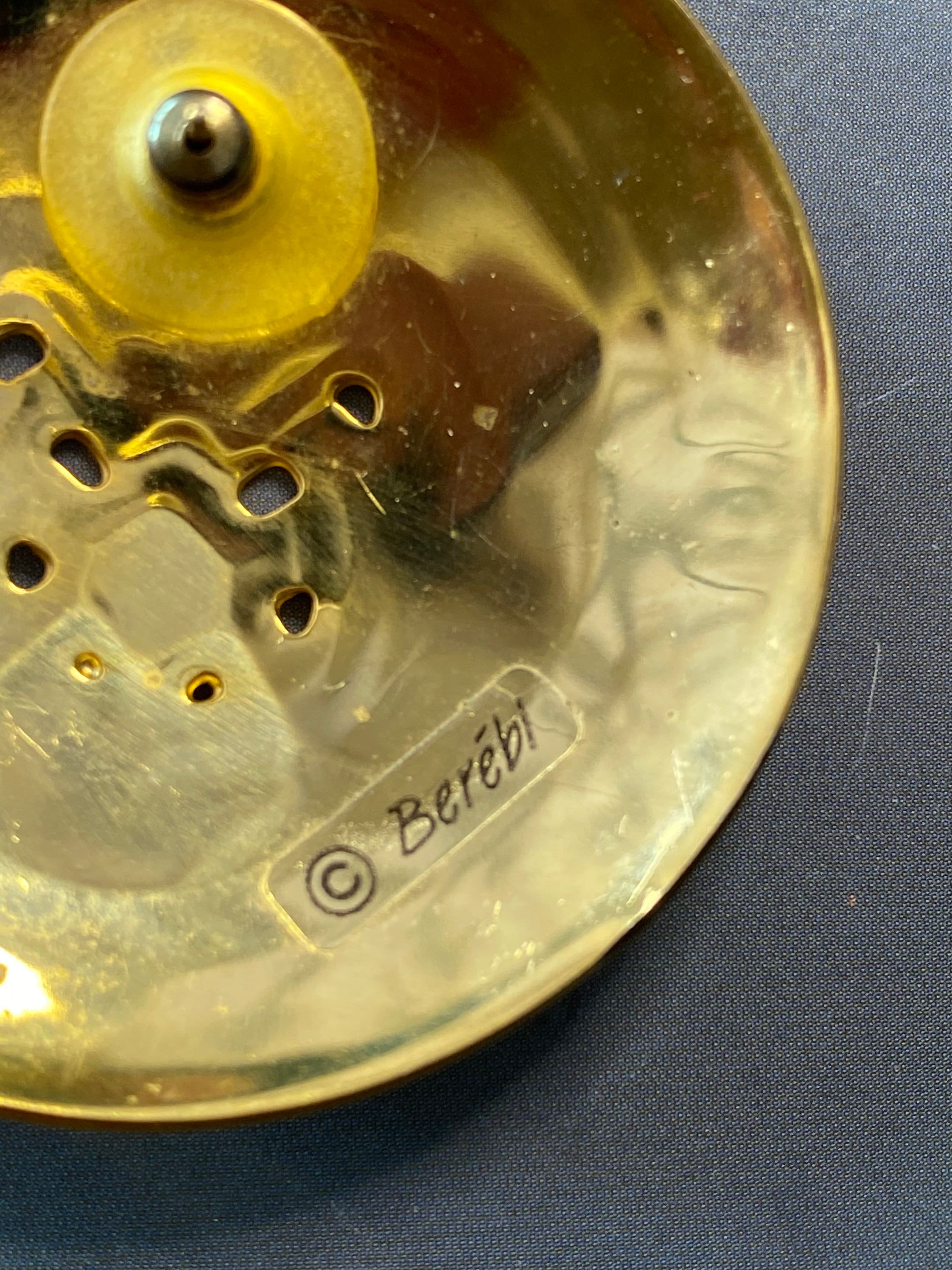 GORGEOUS VINTAGE DESIGNER Edgar Berebi Round Shield Enamelled Gold ...