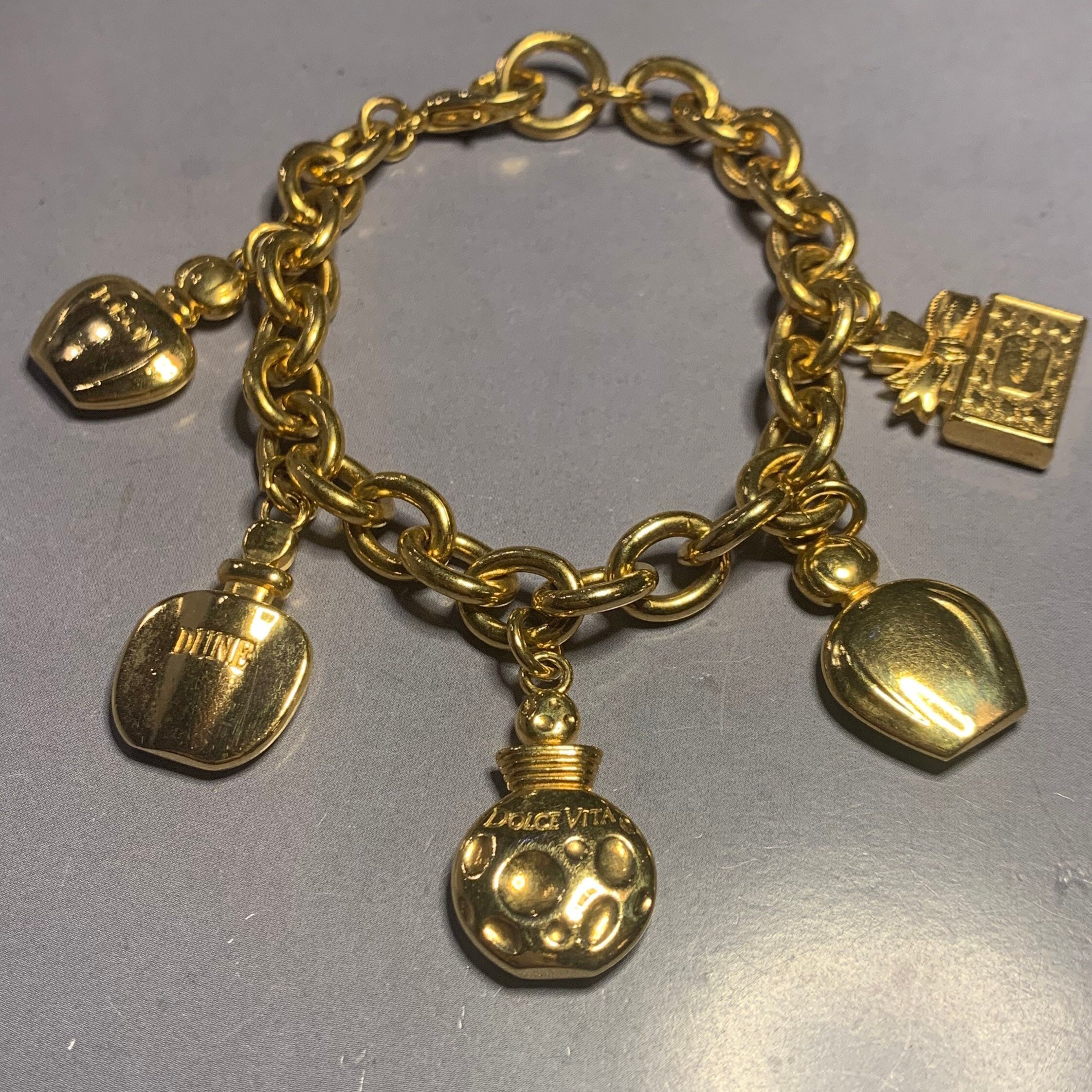 Vintage 1980s Iconic CHANEL 7 Lucky Charms Chunky Bracelet Gold