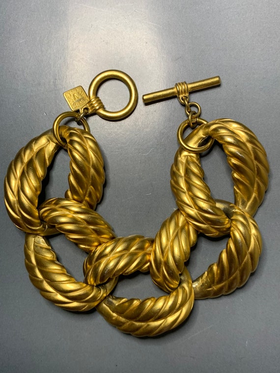Vintage ANNE KLEIN Gold Tone Rope Intwined Design… - image 1