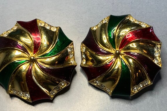 Vintage SWAROVSKI Crystals Clip On Earrings Desig… - image 2
