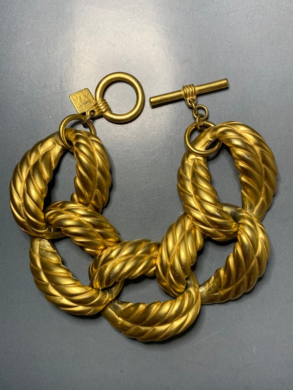 Vintage ANNE KLEIN Gold Tone Rope Intwined Design… - image 6