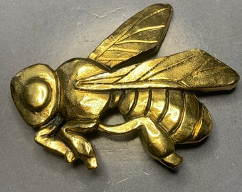 MARAVILLOSO ESCULTURAL Diseñador FRANCÉS Jacky de G Broche chapado en oro de abeja grande firmado 1980 modernista Art Avantgarde Declaración firmada Alta costura