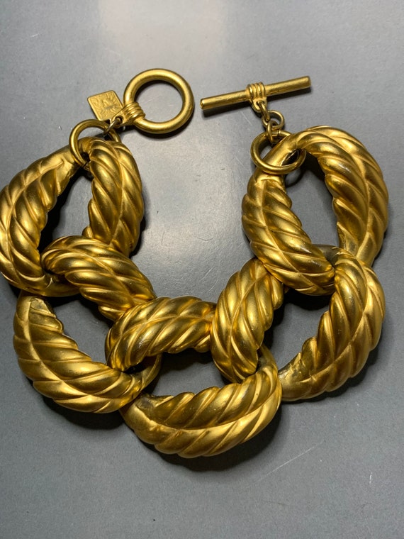 Vintage ANNE KLEIN Gold Tone Rope Intwined Design… - image 8