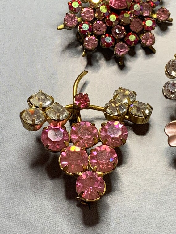 FABULOUS TRIO Of Vintage BROOCHES Flower Grape St… - image 3