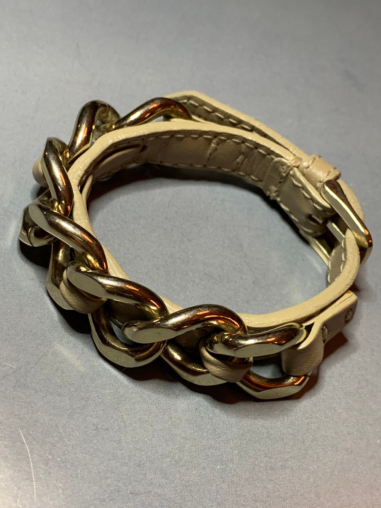 BURBERRY LONDON Designer BRACELET Leather Chunky Link Gold Etsy