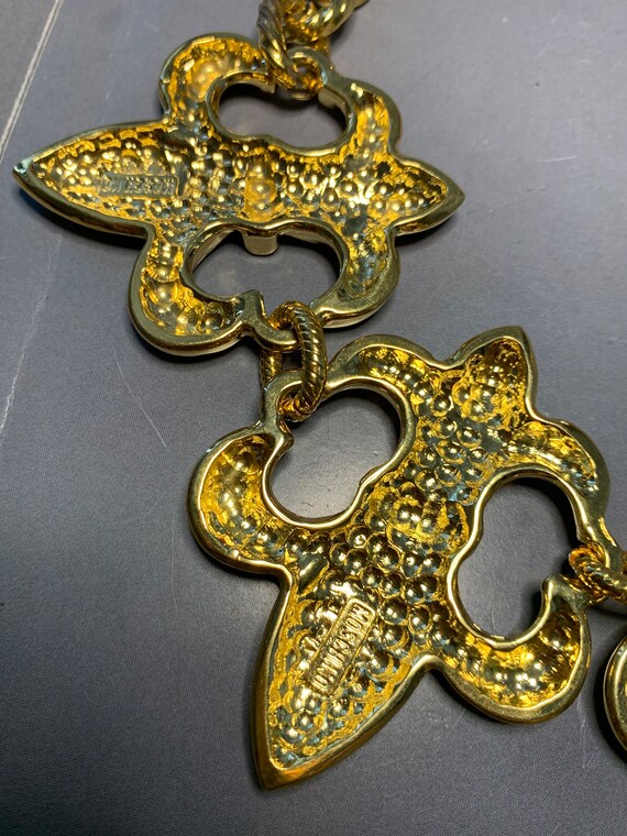 FABULOUS HUGE DESIGNER Moschino Gold Fleur De Lis… - image 8