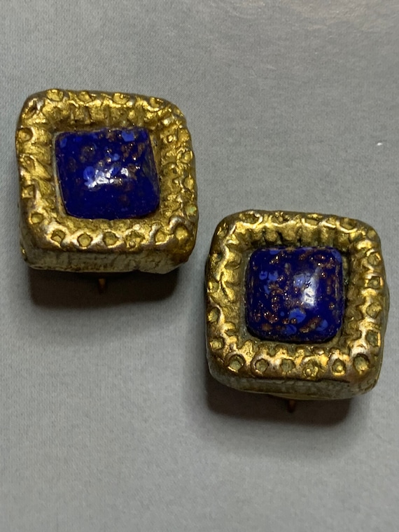 LOVELY VINTAGE COBALT Blue Glass gold speckled sto