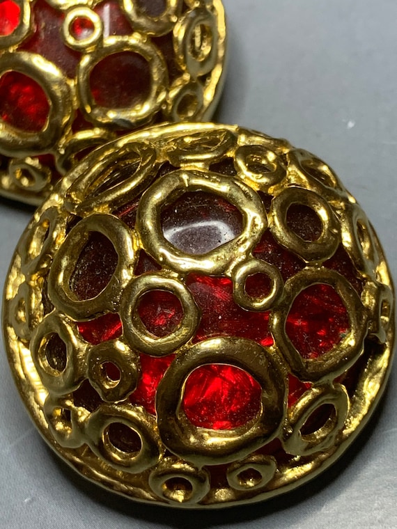 GORGEOUS Les Bernard DESIGNER RED And Gold Plated 