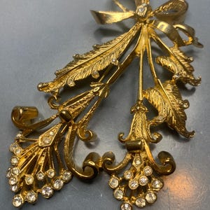 SUPERB IVANA VINTAGE 1980s Signed Gold Huge Large Xl Brooch Branch Crystals Designer Statement Avantgarde Glamour Hollywood Couture Gift