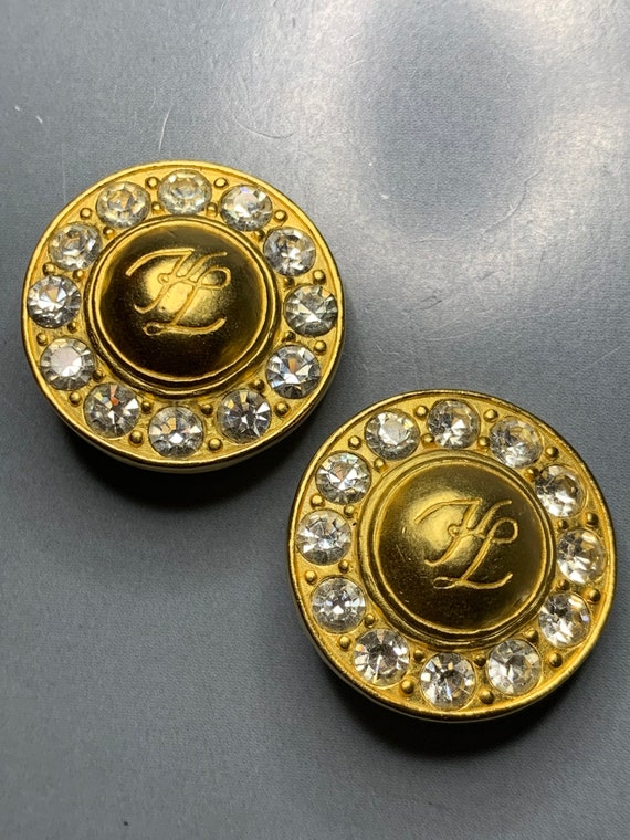 Chanel Vintage Gold Plated CC Flower Twisted Round Clip on Earrings