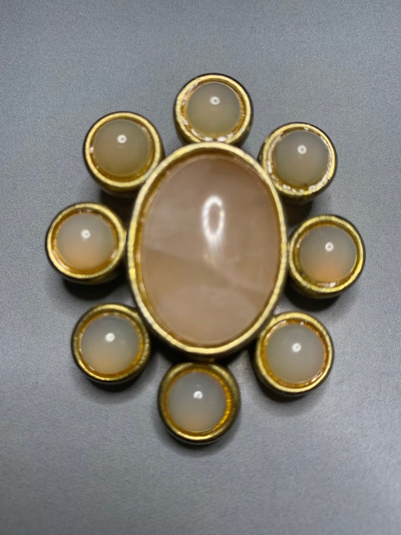 GRAZIANO Designer Gorgeous Cabochon Glass Brooch,… - image 2