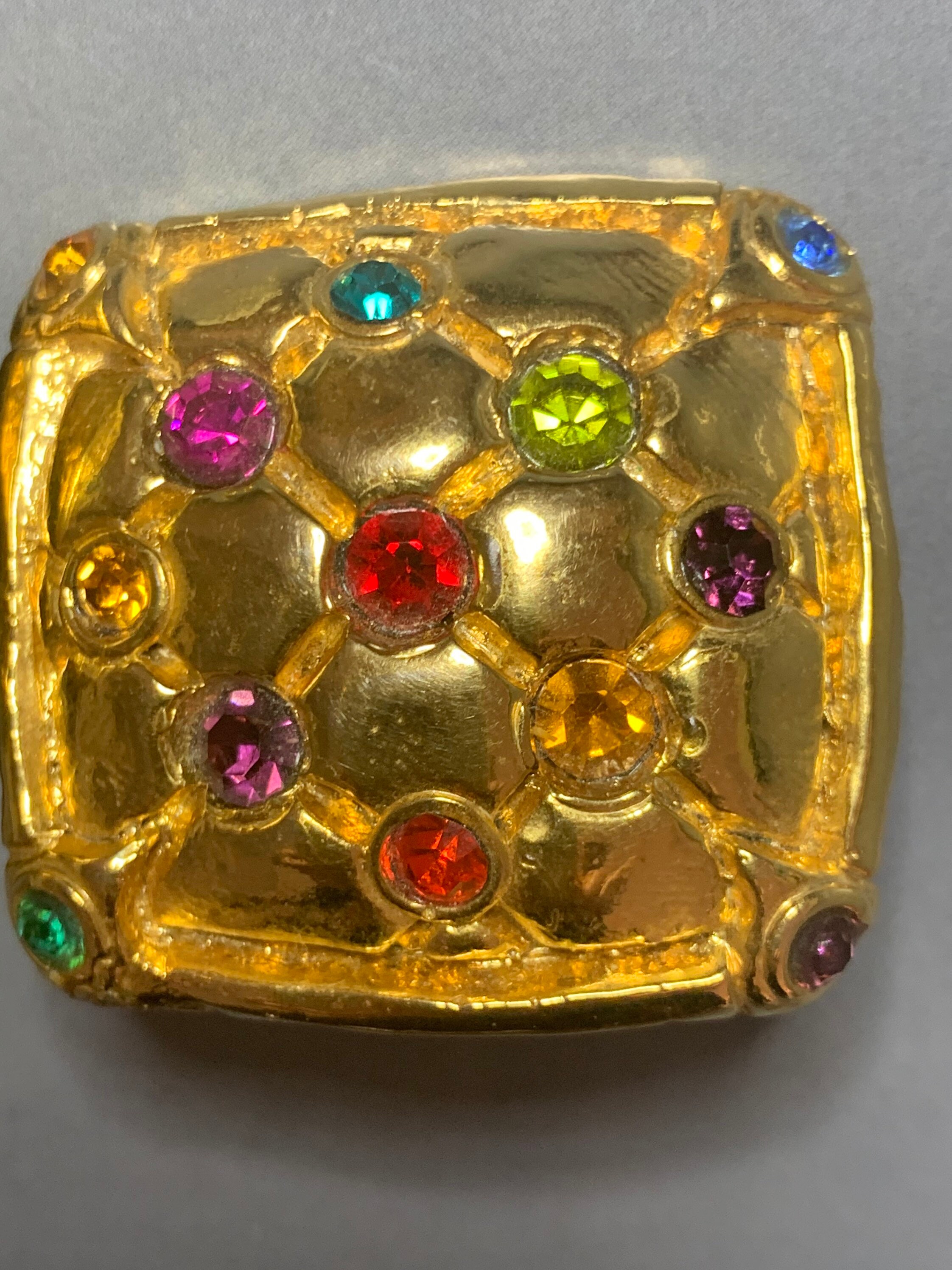 【全品送料無料】 Oversized Sparkling Square Tone Gold Vintage G De JACKY アクセサリー