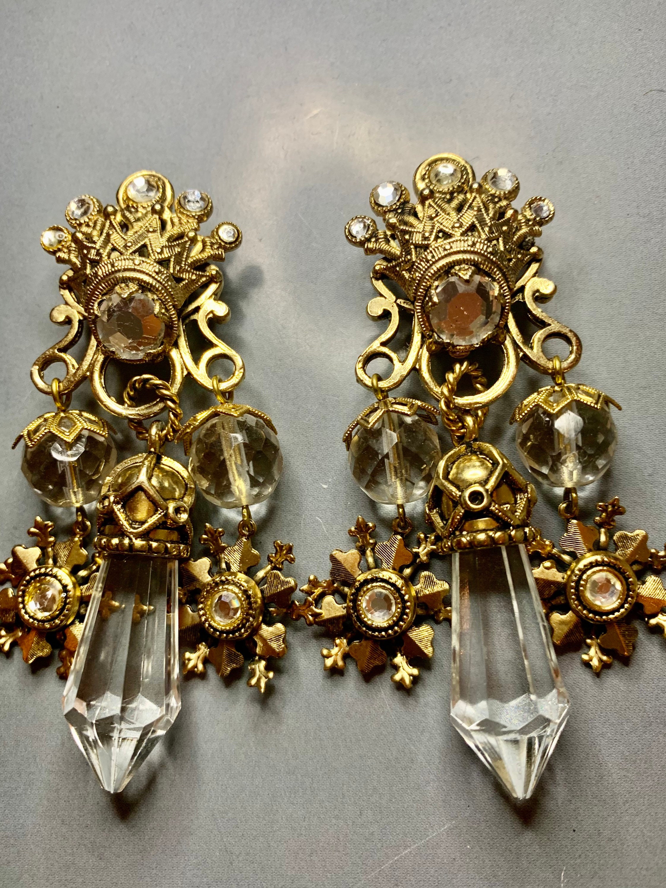 Boucles D'oreilles Clips Vintage Zoé Coste - Occasion, En Métal, Fermoir Clip, Style Rétro