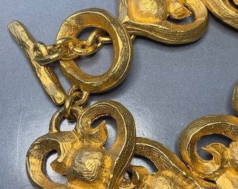 Beautiful EDOUARD RAMBAUD PARIS Vintage Designer Matte Gold Metal