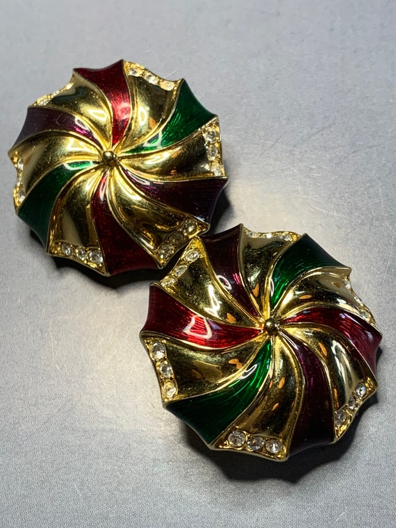 Vintage SWAROVSKI Crystals Clip On Earrings Desig… - image 3