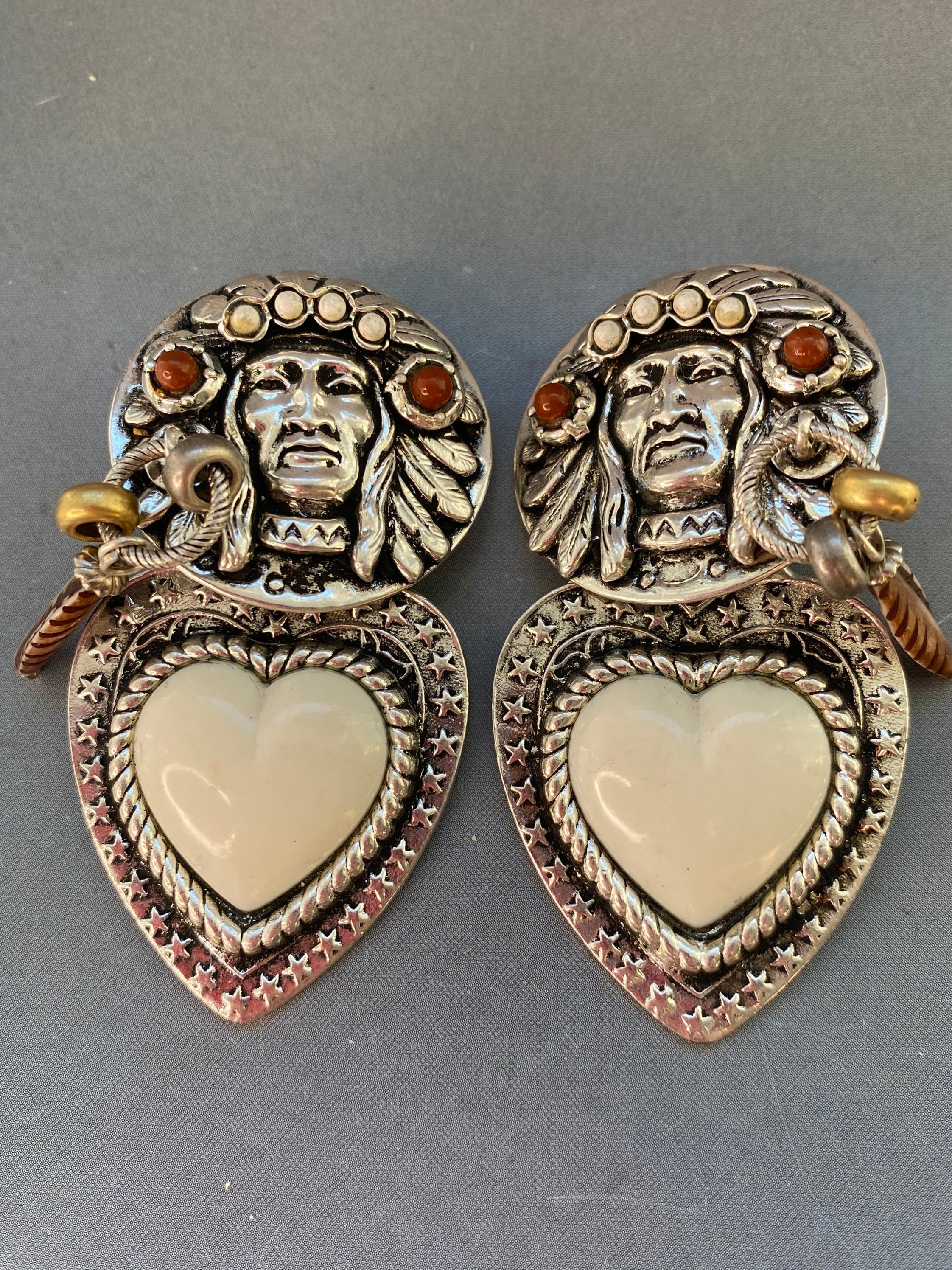 FABULOUS ZOE COSTE French Designer Silver & White Clip on Earrings