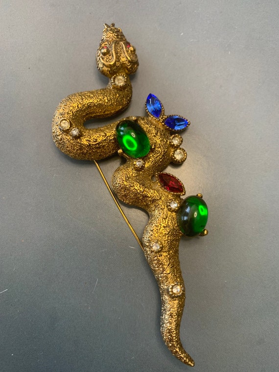 AMAZING VINTAGE SNAKE Extra Large Brooch, 1980's … - image 2