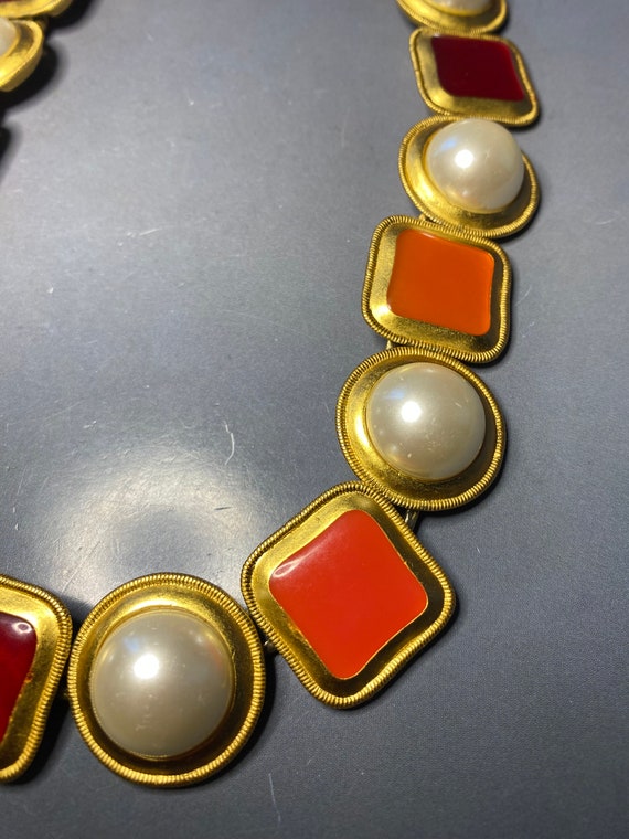 Stunning ANNE KLEIN Vintage Designer Gold Red and… - image 6