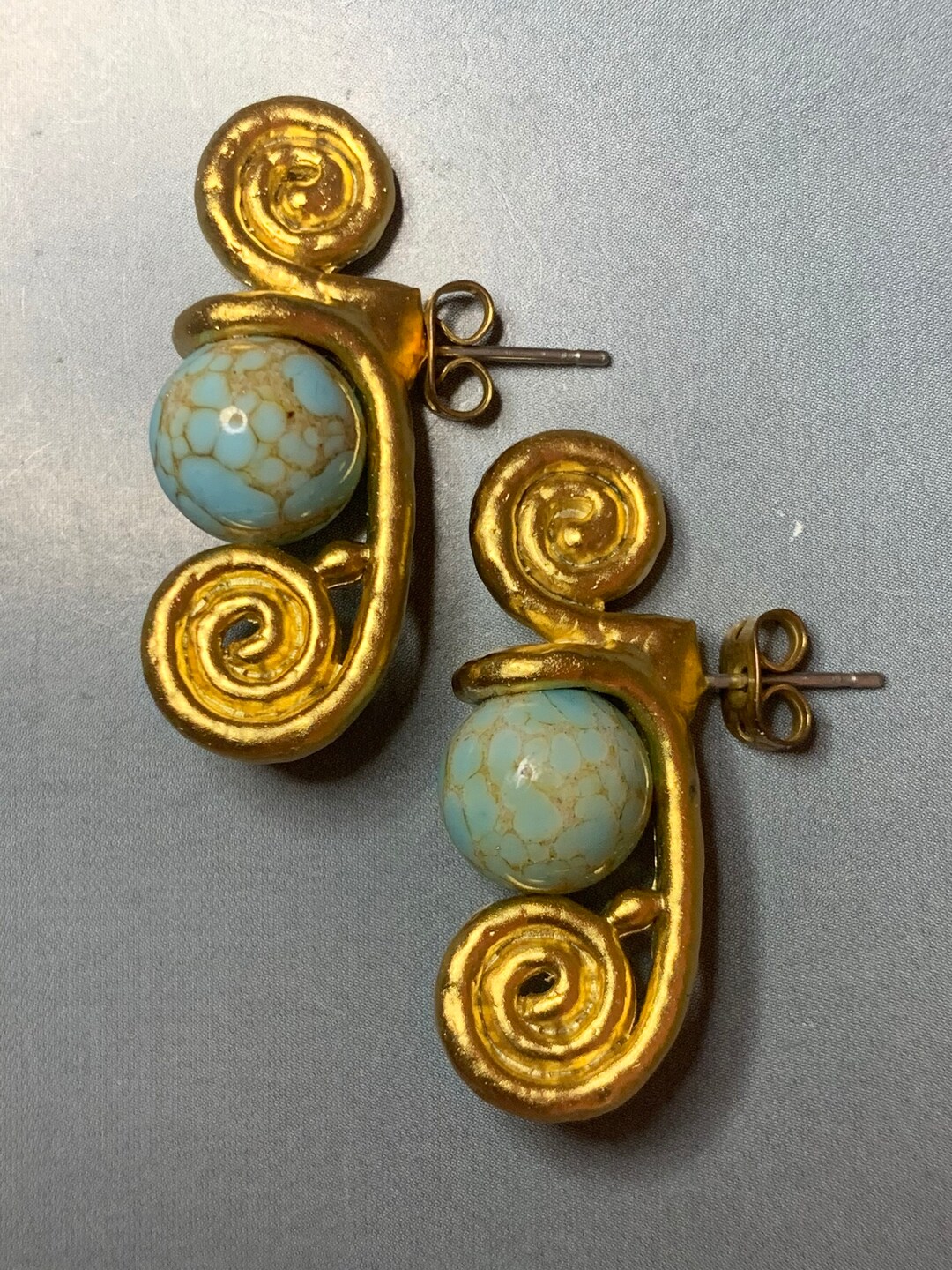 GREEK Style Chris De Brett DESIGNER Small TURQUOISE Gold