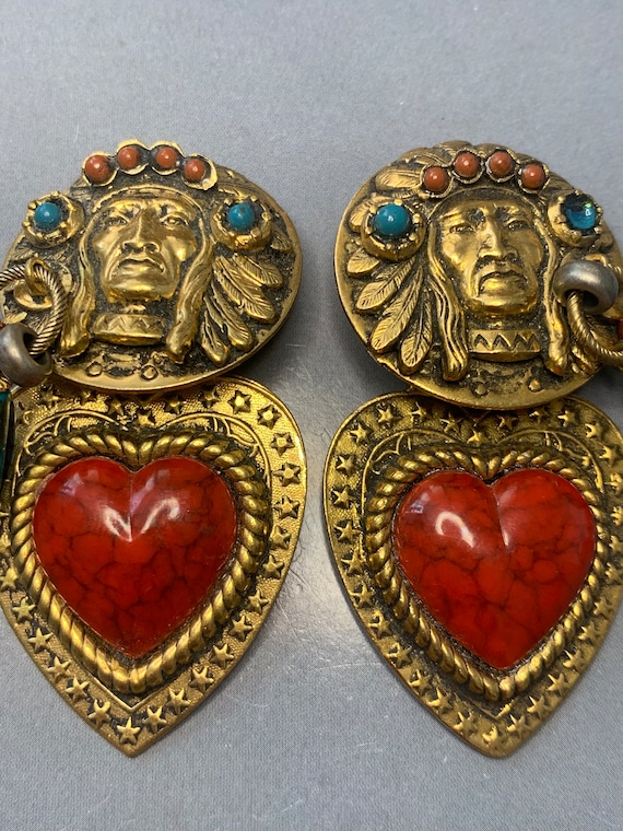 FABULOUS ZOE COSTE French Designer Gold Red Turquoise Clip on
