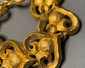 Beautiful EDOUARD RAMBAUD PARIS Vintage Designer Matte Gold Metal