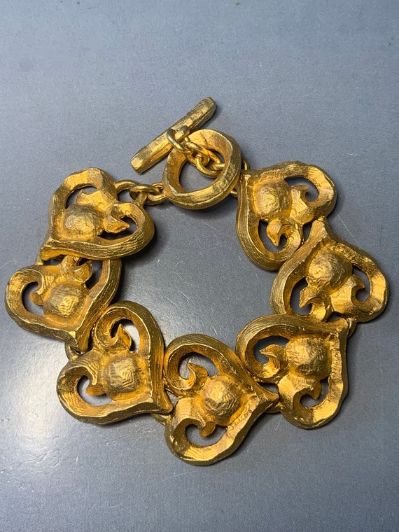 Edouard Rambaud エデュアールランボー　ゴールドハート　バングル Beautiful EDOUARD RAMBAUD PARIS Vintage Designer Matte Gold Metal